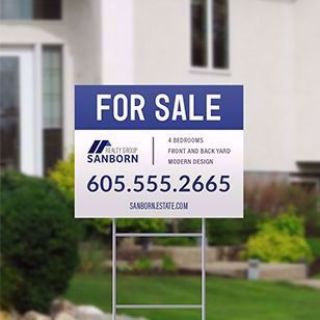 wholesale 22x28 inch for sale yard sign with h-frame on lawn