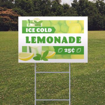 wholesale 12in x 18in yard sign with h-frame  lemonade themed wholesale 12in x 18in yard sign with h-frame on yard